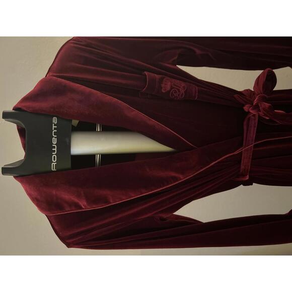 Lauren Ralph Lauren velvet long shawl-collar robe women's M wine berry NWT - Picture 3 of 10